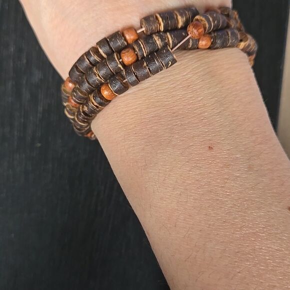 Vintage Vibe Brown Orange Necklace Beads Jeweley Choker Y2k Distressed Unisex - Picture 7 of 11